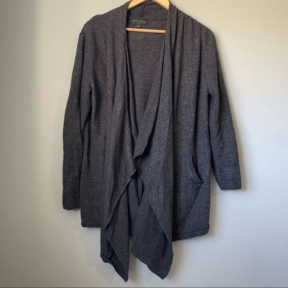 BAREFOOT DREAMS draped cardigan cozy chic ultra lite size L/XL grey/black - Picture 6 of 14